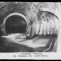 A historic picture of the Stony Brook Conduit, early 1900s